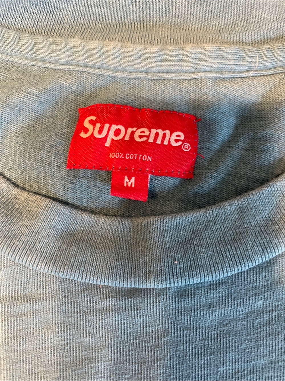 Supreme Light Blue Pocket Tee with Red Tab - Picture 3 of 7
